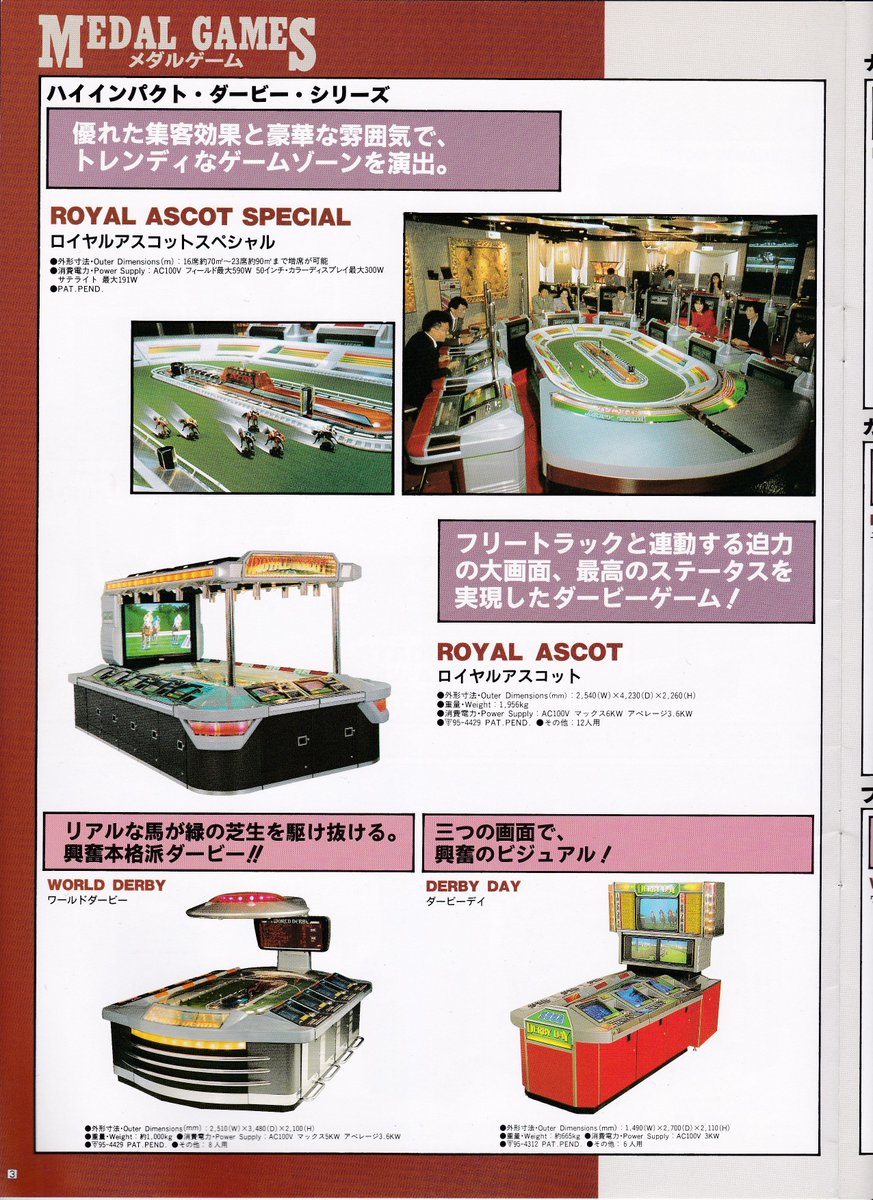 93年SEGA AMUSEMENT MACHIE GUIDE メダルゲーム ロイヤルアスコット