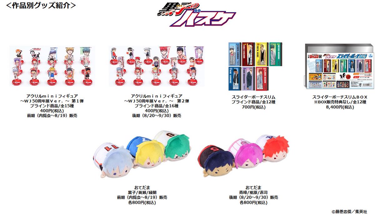 ジャンプ展 VOL.3 『黒子のバスケ』グッズをまとめて紹介！】 各グッズ