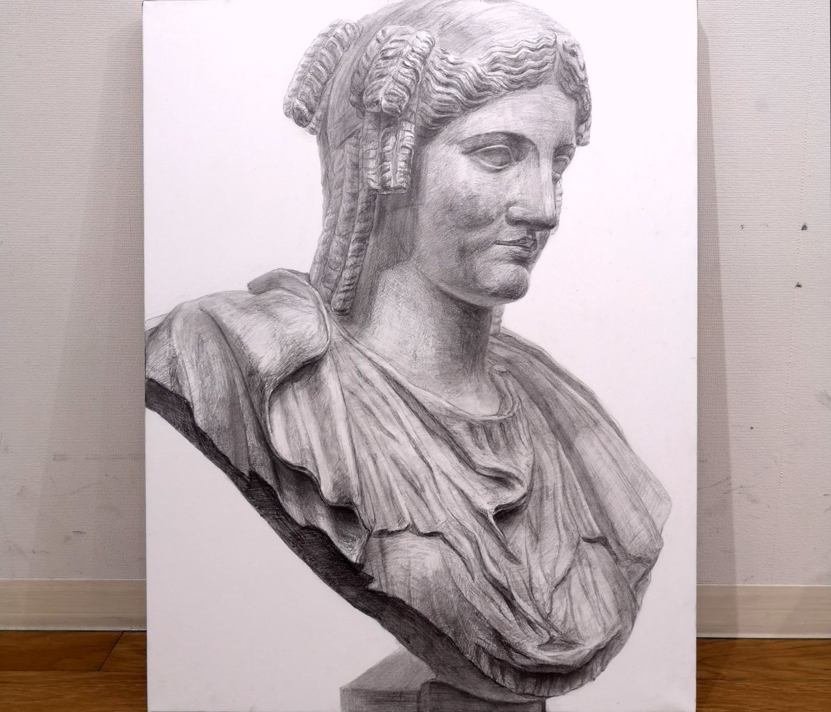 パジャント胸像 1 (鉛筆 白象紙 木炭紙判 12時間)』 高校の夏期講習で