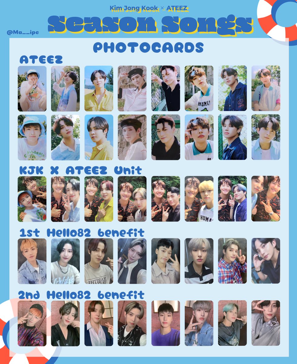 🤍Kim Jong Kook X ATEEZ season songs トレカ一覧🤍 Hello82 2次特典