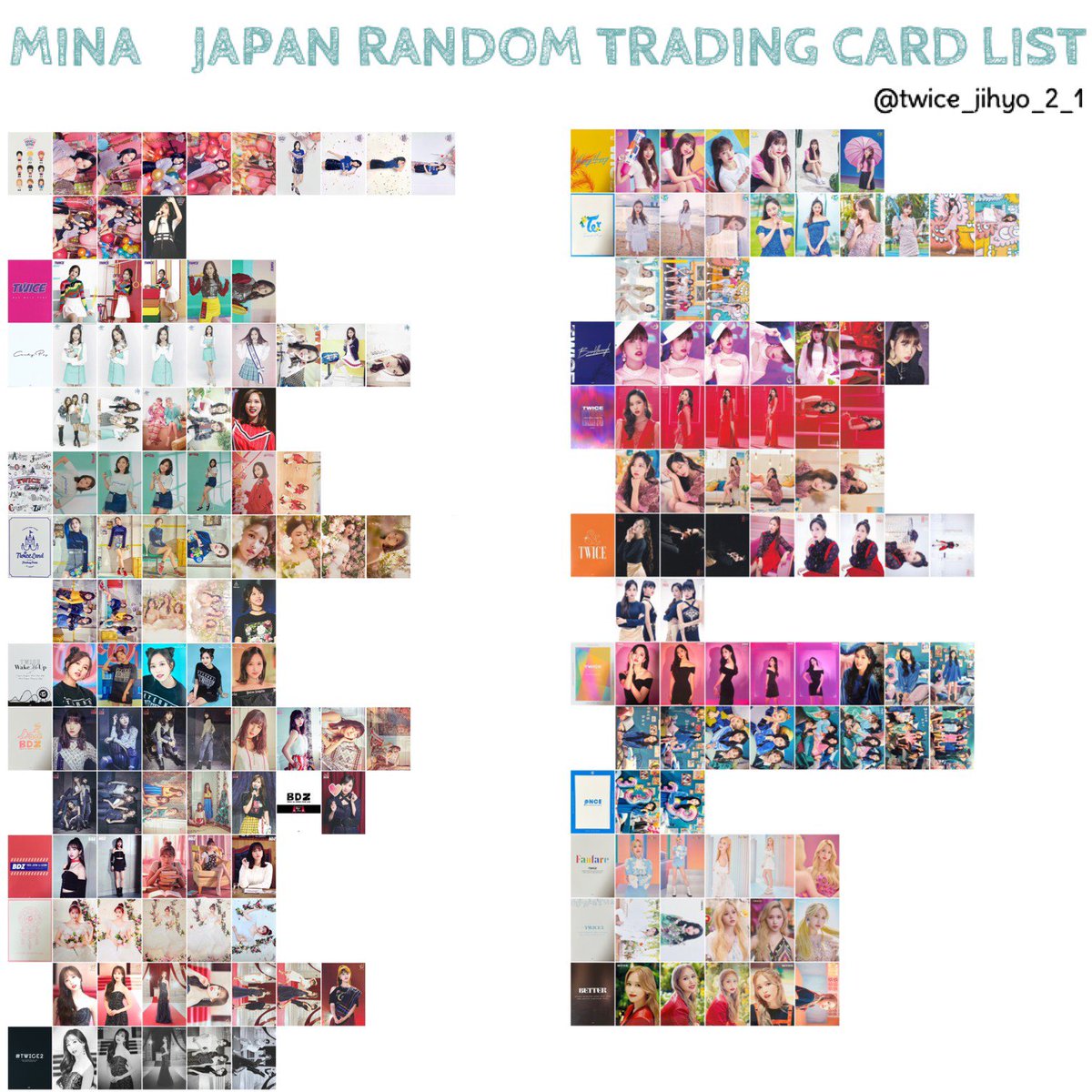 210214】TWICE ランダムトレカリスト サナ、ジヒョ、ミナ 保存⇒RT+