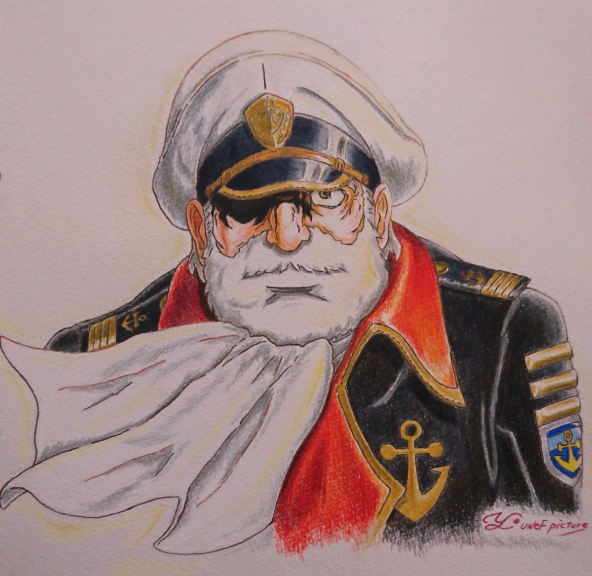 沖田艦長を描きました。 宇宙戦艦ヤマト 初代艦長 沖田十三 階級 宙将