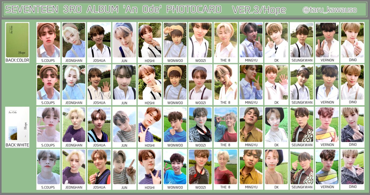 SEVENTEEN セブチ An Ode フォトカード トレカ一覧 Hope Truth Real