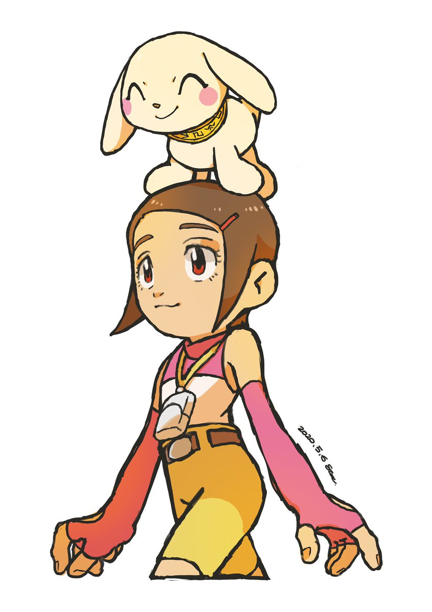 ヒカリとお散歩できて嬉しいプロットモン #デジモン #デジモン