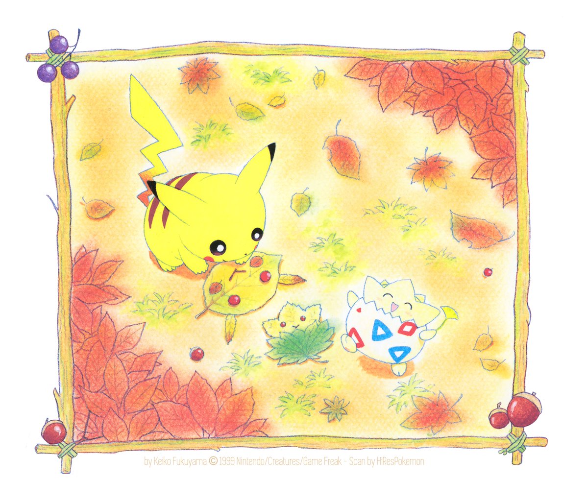 A sweet autumn piece by Keiko Fukuyama featuring Togepi and