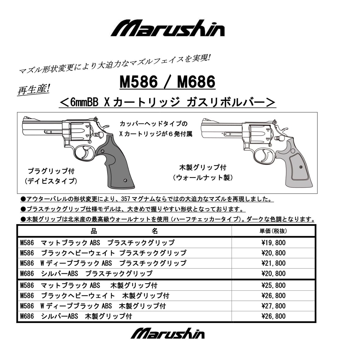 ガスガンM586/M686受注開始 2年ぶりの再販となります 今回の特徴は