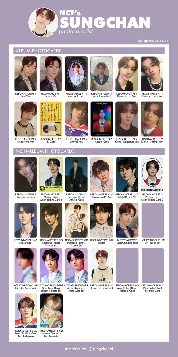 保存用 NCT NCTU NCT127 ソンチャン テイル トレカ一覧 グッズ一覧 R3