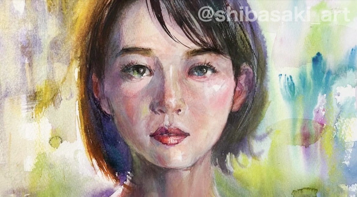 新しい動画ですよ☆ 【初心者向け】水彩で女性の顔を描こう！水彩画