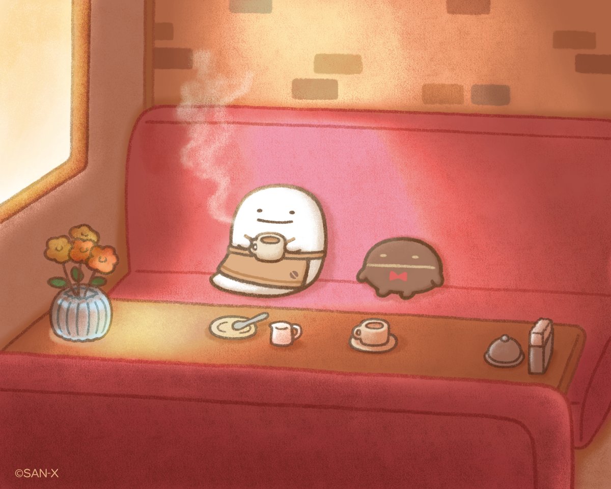 今日は #喫茶店の日 喫茶すみっコではおばけとまめマスターが休憩中☕