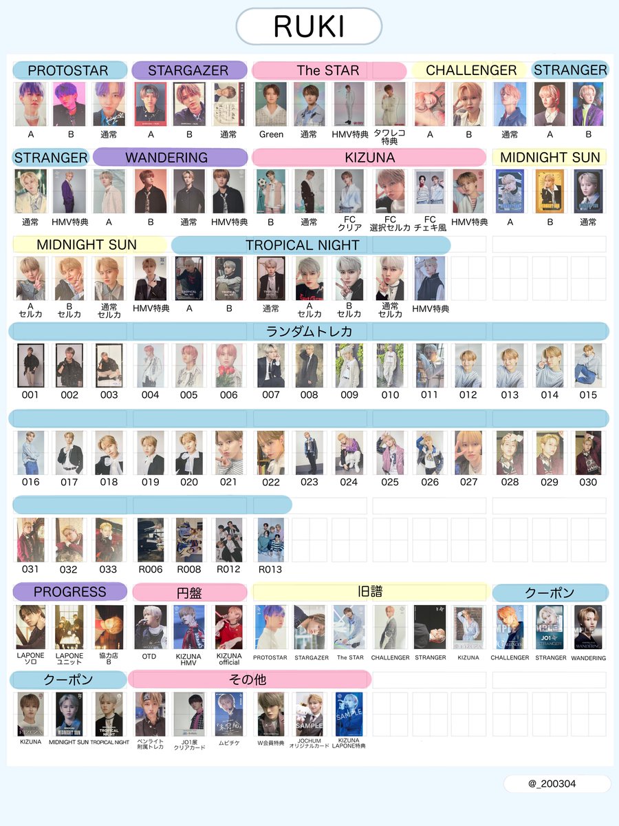 白岩瑠姫 旧譜トレカ JO1