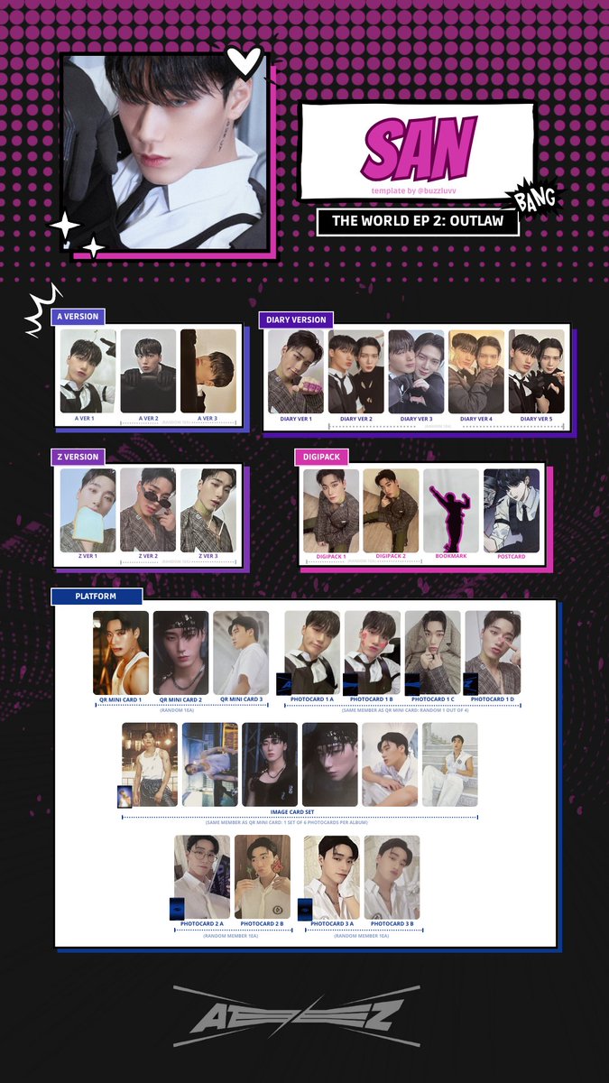 FINAL UPDATE 🎉 🌶 ATEEZ THE WORLD EP 2: OUTLAW PHOTOCARD TEMPLATE