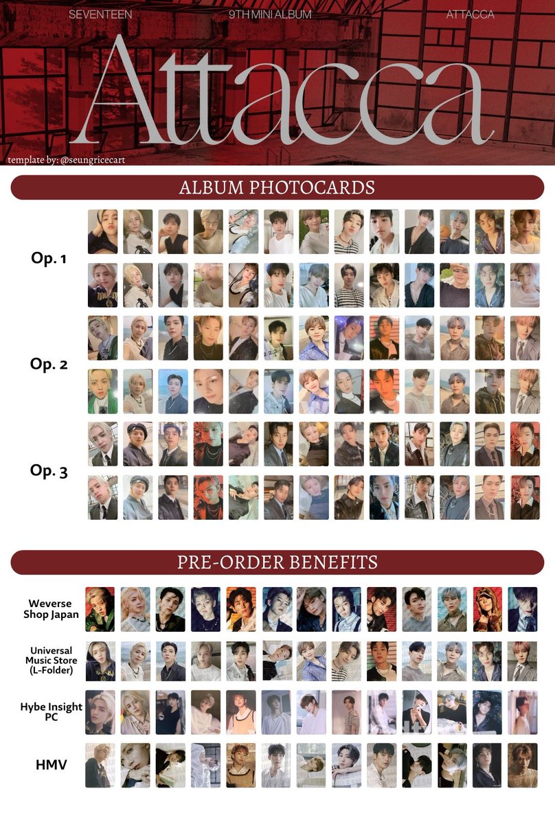 RT @k_pop_md_goods: SEVENTEEN attaccaのトレカ一覧