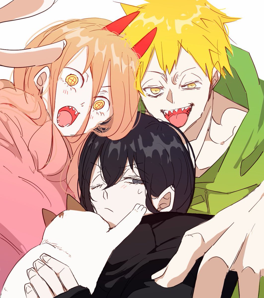 デンジ ,早川アキ ,パワー(チェンソーマン) 「早川家! 」|こなつのイラスト