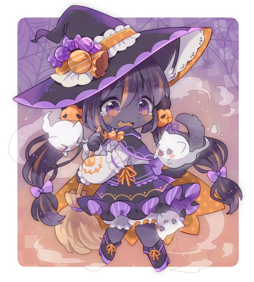 こわがりな魔女猫ちゃん #halloween2021 #ハロウィンイラスト展」|岡森