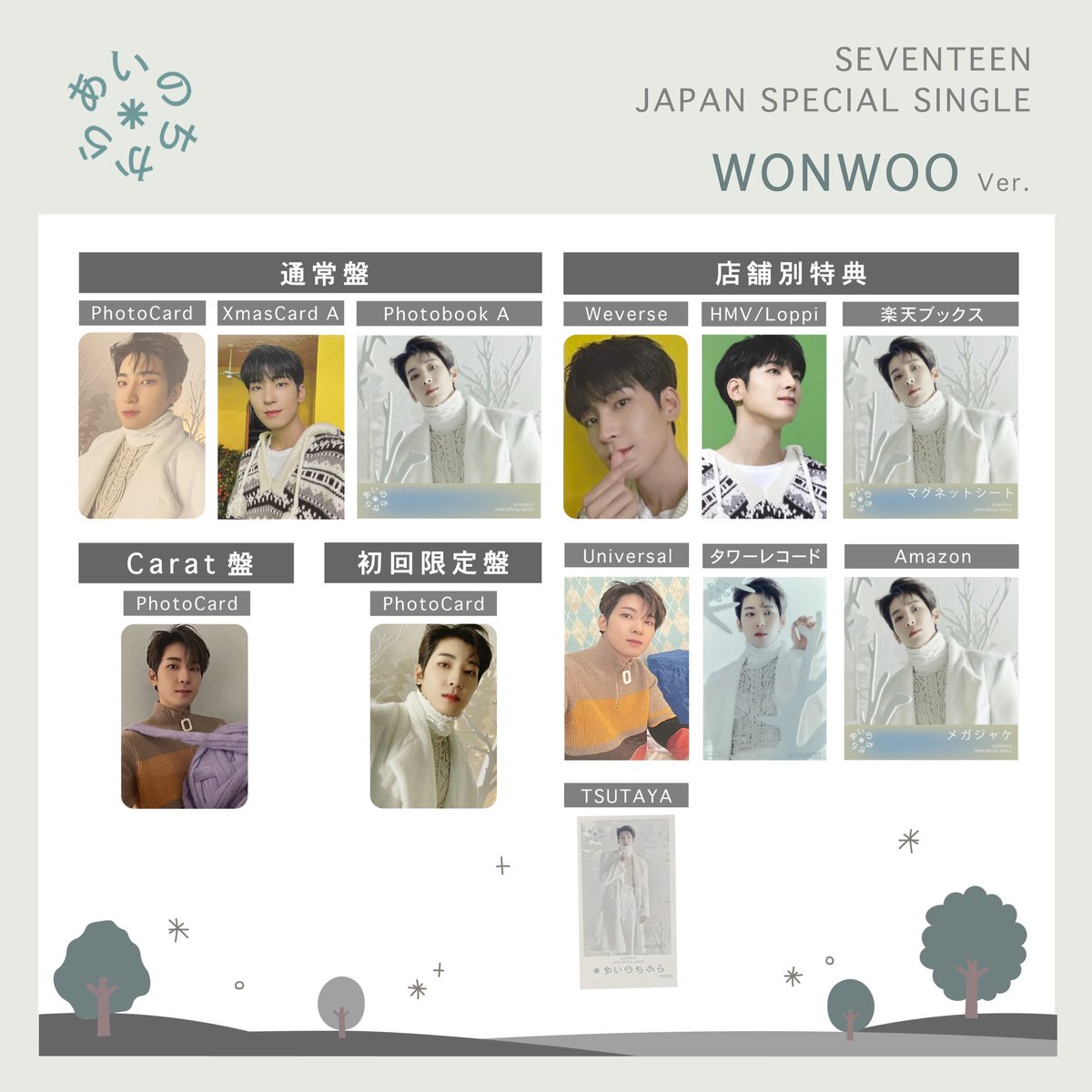 SEVENTEEN あいのちから トレカ 特典 carat盤 通常盤 初回限定盤