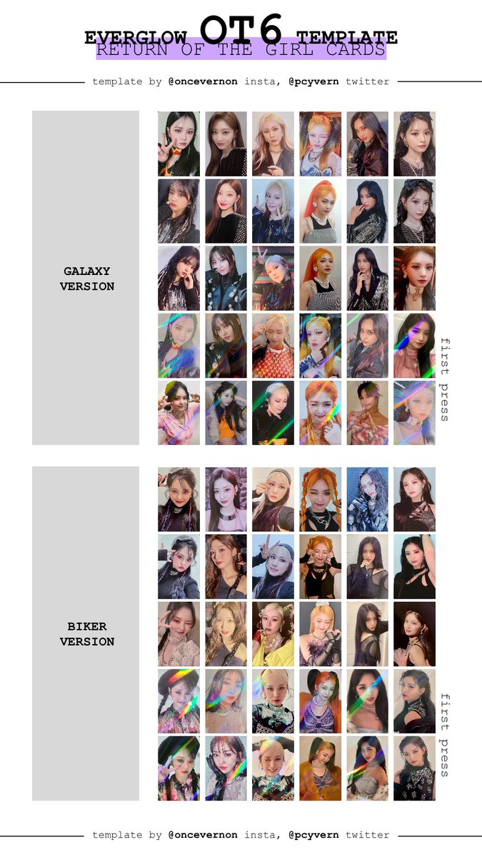 and an ot6 photocard template for return of the girl plus an