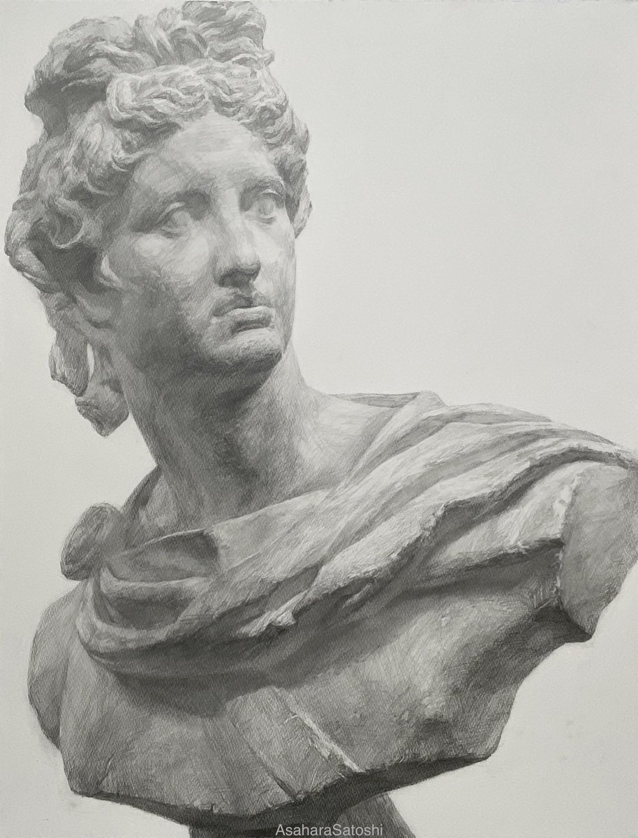 浅原です。 石膏像のデッサンやクロッキーです。 アポロ5h、ジョルジョ