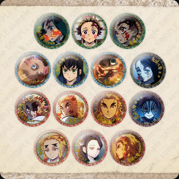 キャラクター絵巻カフェ -終ノ巻-】 ・箔押し57mmくじ引き缶バッジ