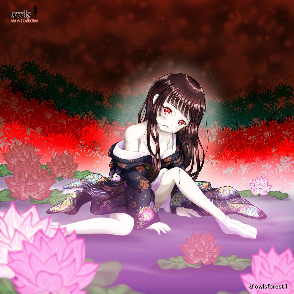 地獄少女の閻魔あいが完成しました。 #イラスト #地獄少女 #閻魔あい