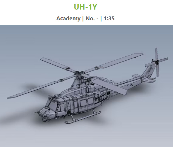 アカデミーが新金型で1/35 UH-1Y ヴェノム をやるらしいです！まだ
