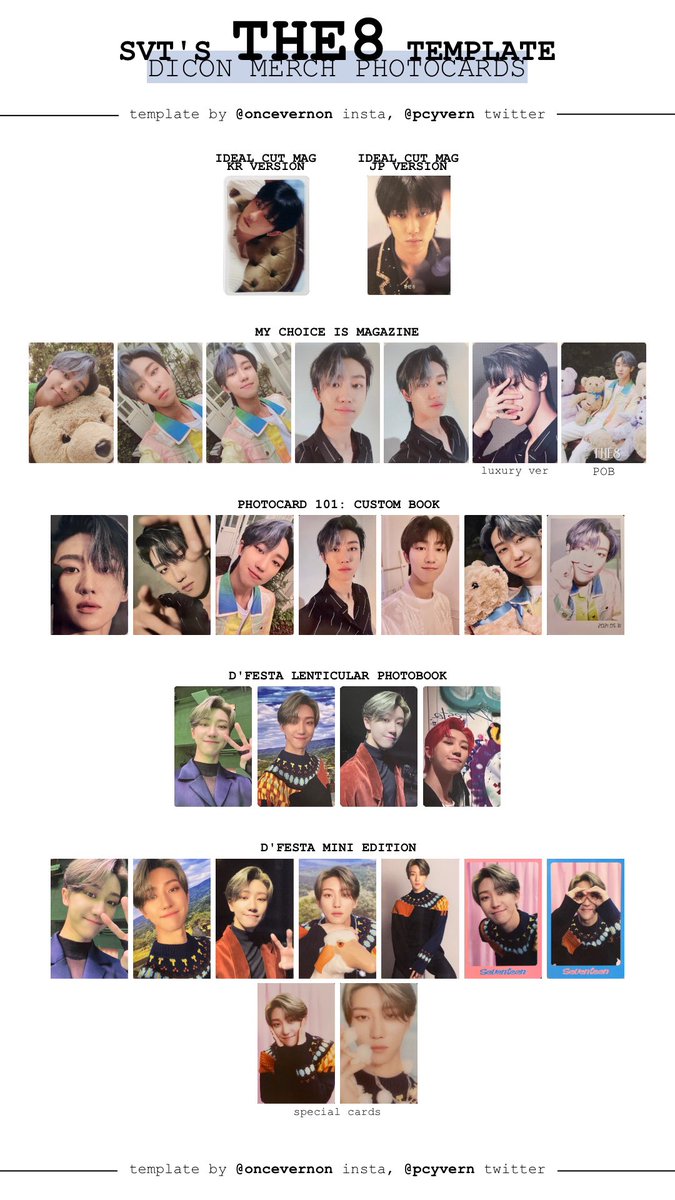 seventeen dicon merch photocard templates updated with the dfesta