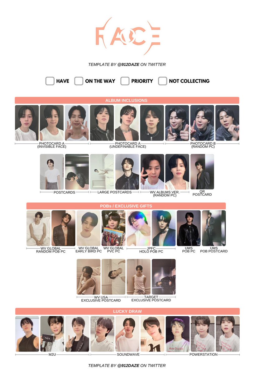 BTS JIMIN FACE PC PHOTOCARD WISHLIST TEMPLATES✨ ⭐️ACCESSIBLE