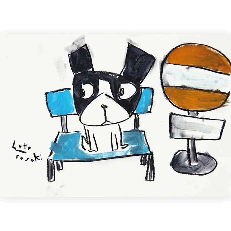 青いソファ 佐々木勇太　犬のイラスト