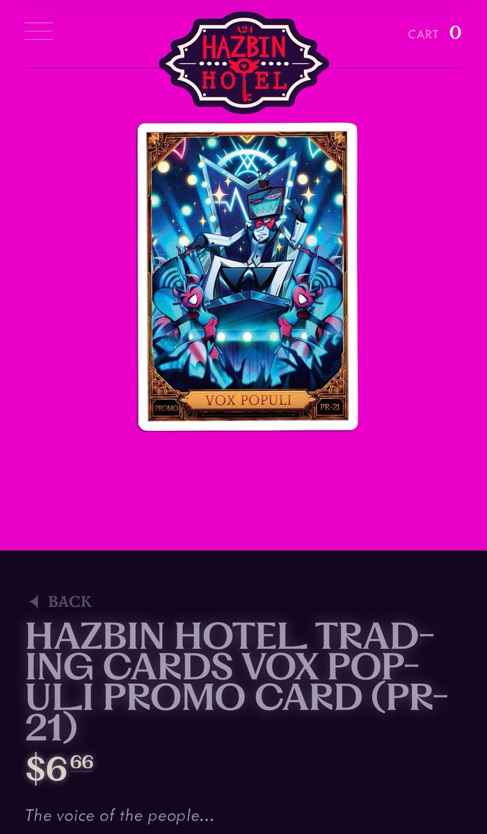 2 New Promo Cards are up on the Hazbin Hotel Website. PR-21 Vox