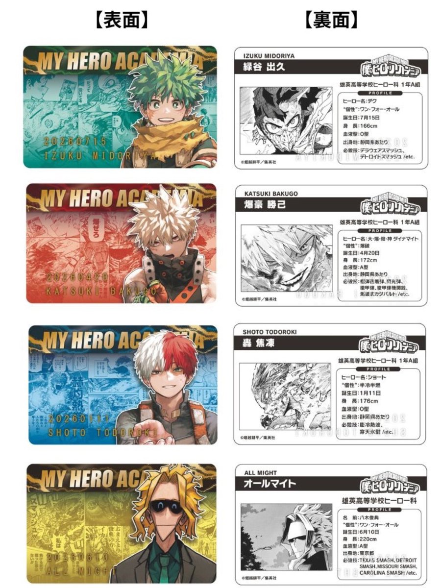 僕のヒーローアカデミア』 バースデイコレクションカード2026 来月1月