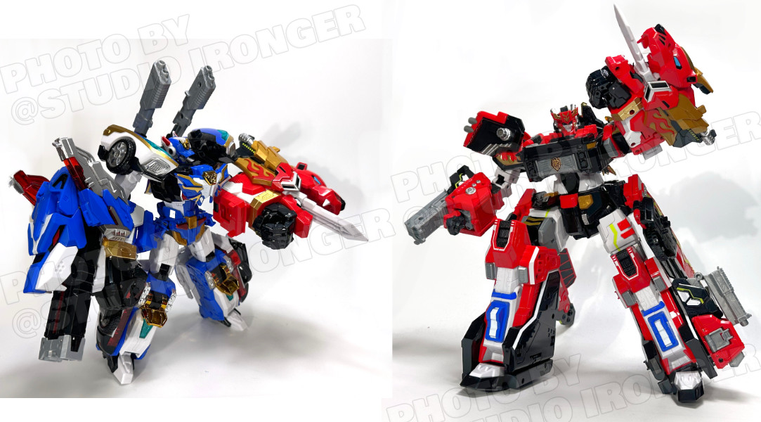 メタルカードボットW・ブレイオン。巨大消防車が真っ赤な巨大ロボに