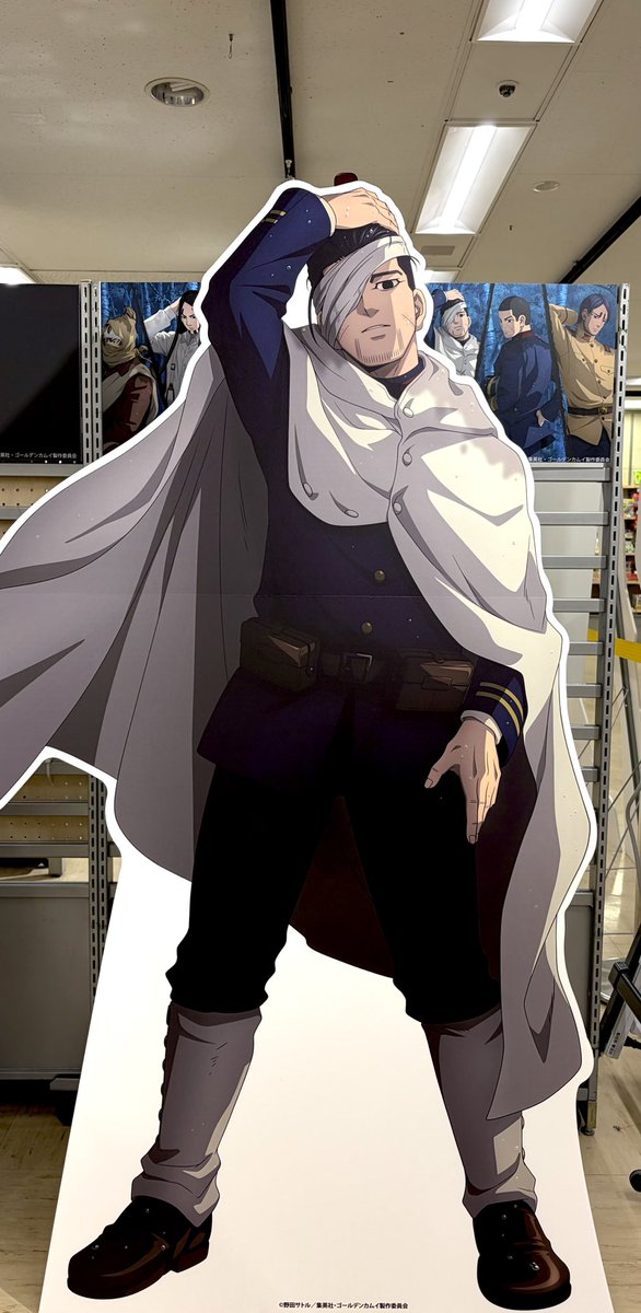 ゴールデンカムイPLAZAの夜雨🌃☂️ 尾形のパネル すごい.！