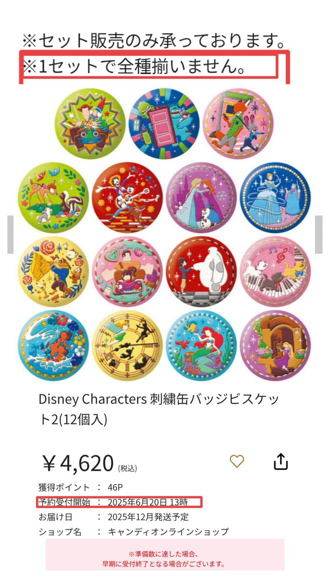 第2弾! 刺繍缶バッジ 12月発売 〉12個入り 本日(6/20) 13時 予約受付