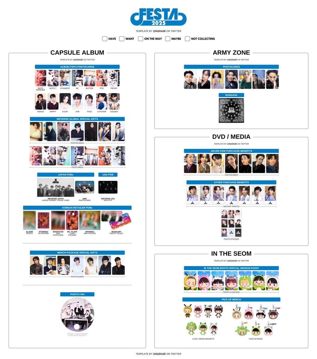 BTS OT7 ALBUM PC PHOTOCARD WISHLIST WL TEMPLATES✨ [NEW] ⭐️ BTS