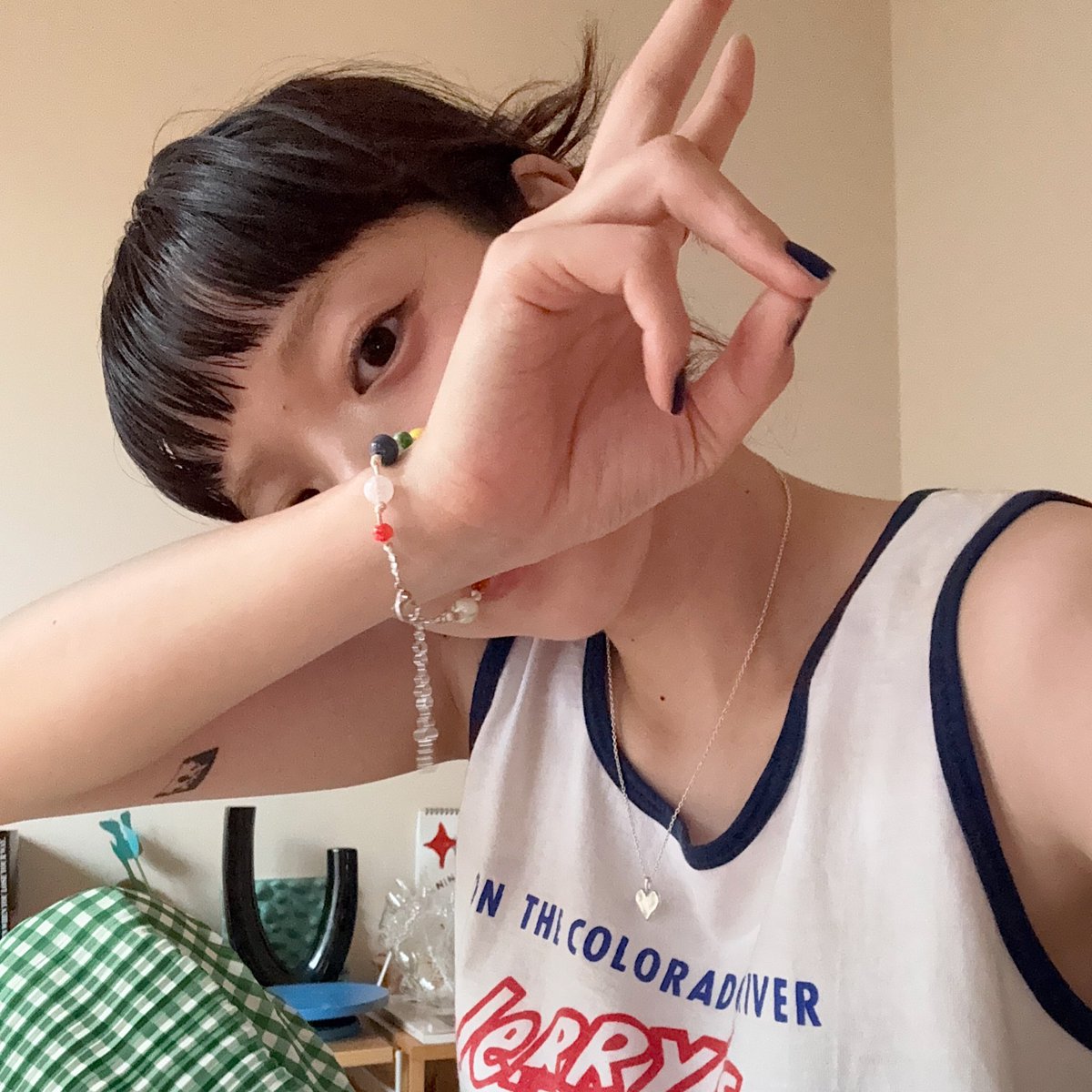 ブレスレット、ビーズ選んだ！ aimチャームもついてるよん。 夏の私も