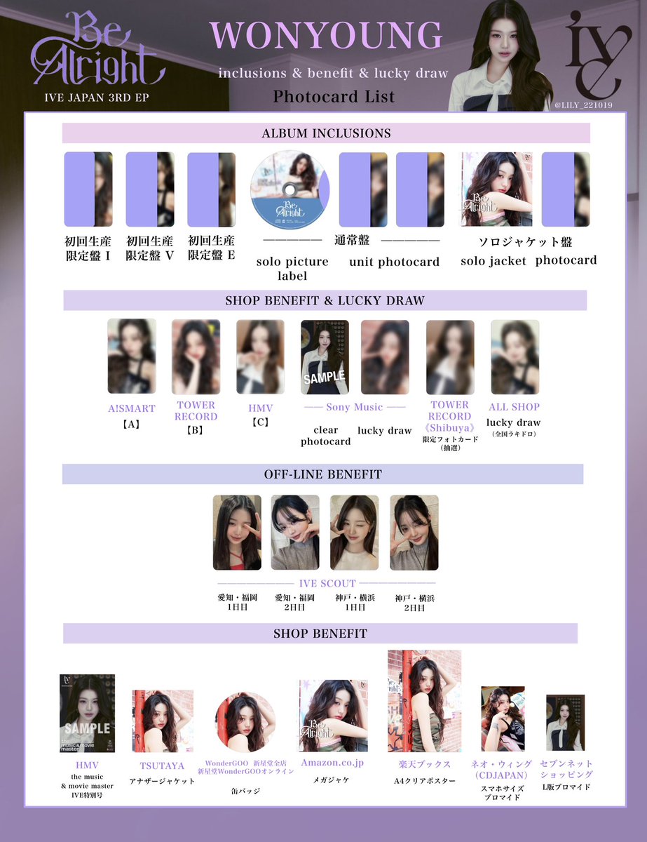 IVE JAPAN 3RD 3RD EP【Be Alright】 封入&特典 トレカ 一覧