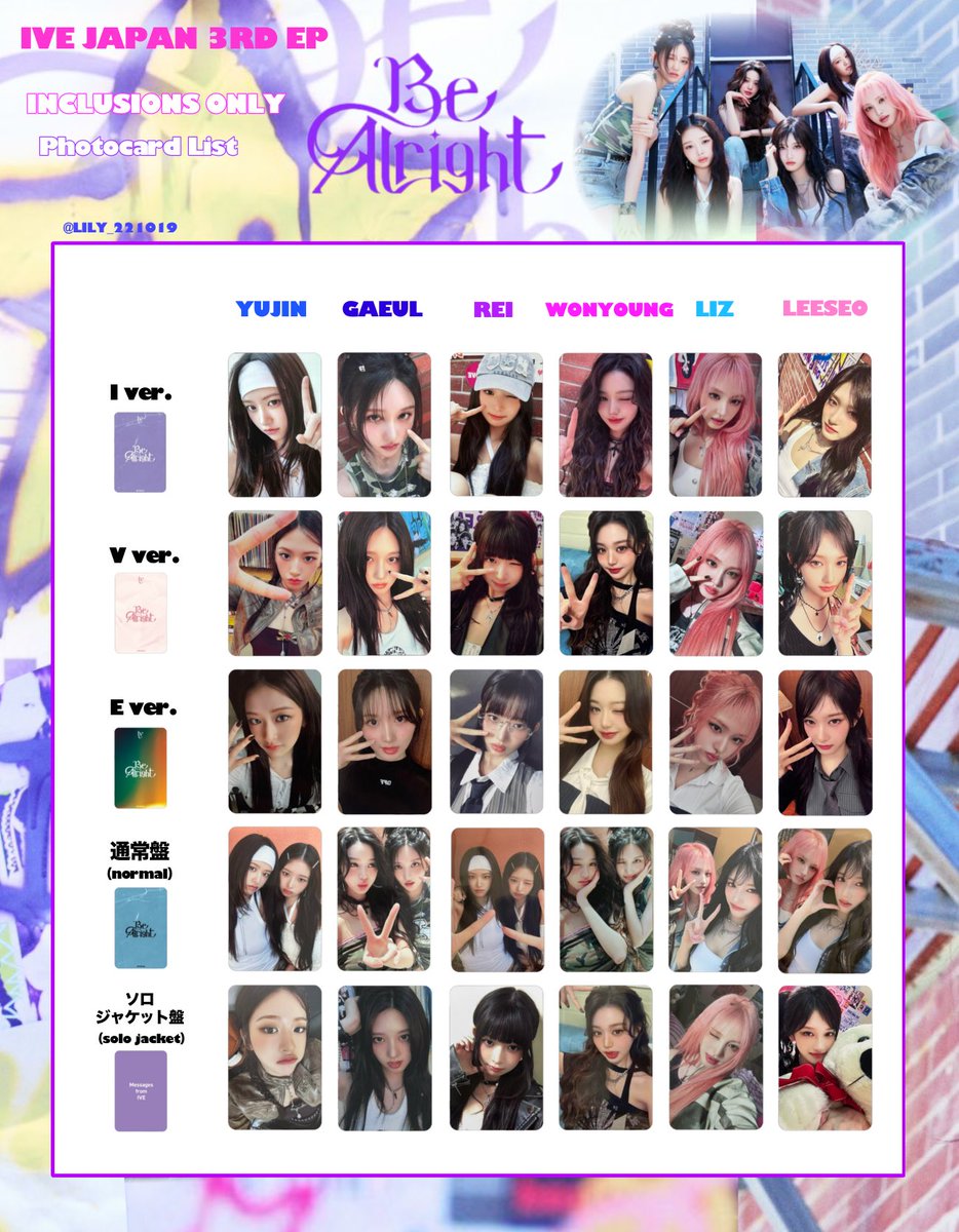 IVE JAPAN 3RD EP 【Be Alright】 封入&特典 全員 トレカ 一覧