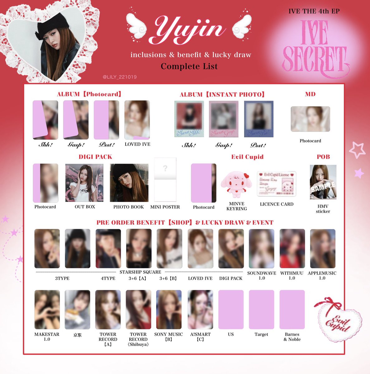 IVE SECRET】 封入&特典 トレカ 一覧 ❤️🪽Complete List ver.3 追加