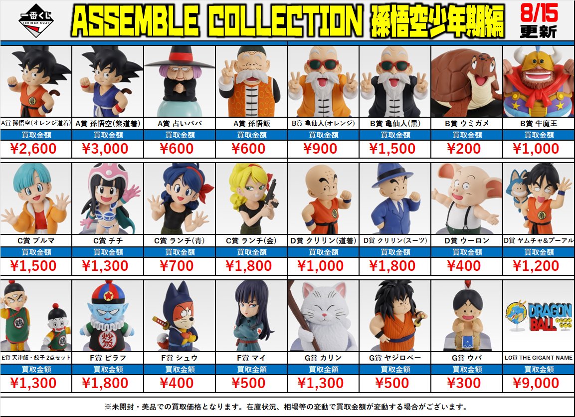 ドラゴンボール 新作 #一番くじ 買取情報‼ □ASSEMBLE COLLECTION