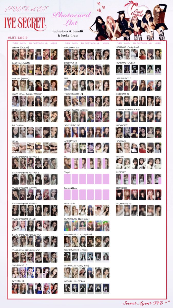 IVE SECRET】 封入&特典 全員 トレカ 一覧 🩷🪽Photocard List ver.7