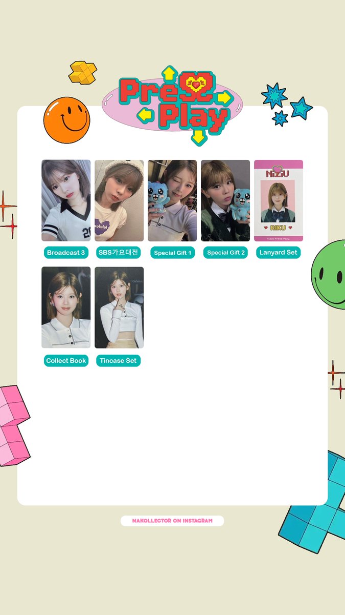 NiziU ニジュー Press Play OT9🎮Photocard Wishlist / Template