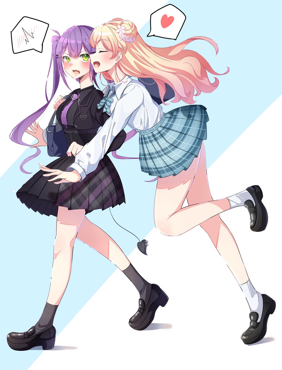 桃鈴ねね ,常闇トワ 「みんなおはようぉ! 」|おこめ🍙のイラスト