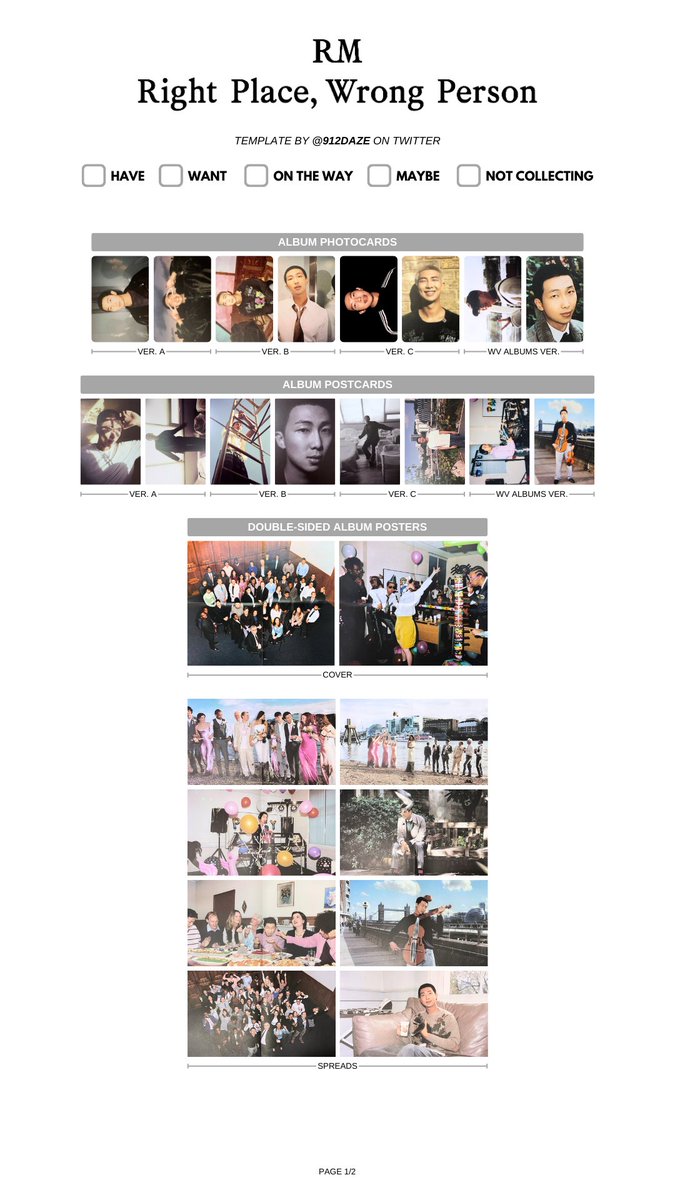 BTS RM NAMJOON SOLO ALBUM RIGHT PLACE WRONG PERSON PHOTOCARD