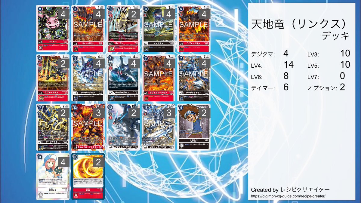 天地竜（リンクス）デッキ 新弾で強化され盤面をメタリックドラモンと
