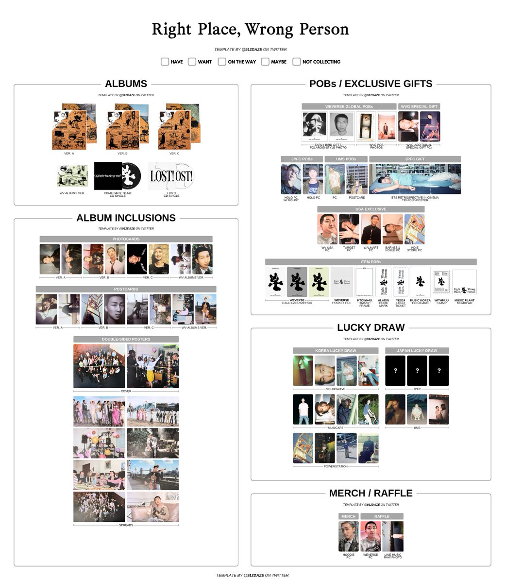 BTS RM NAMJOON SOLO ALBUM RIGHT PLACE WRONG PERSON PHOTOCARD