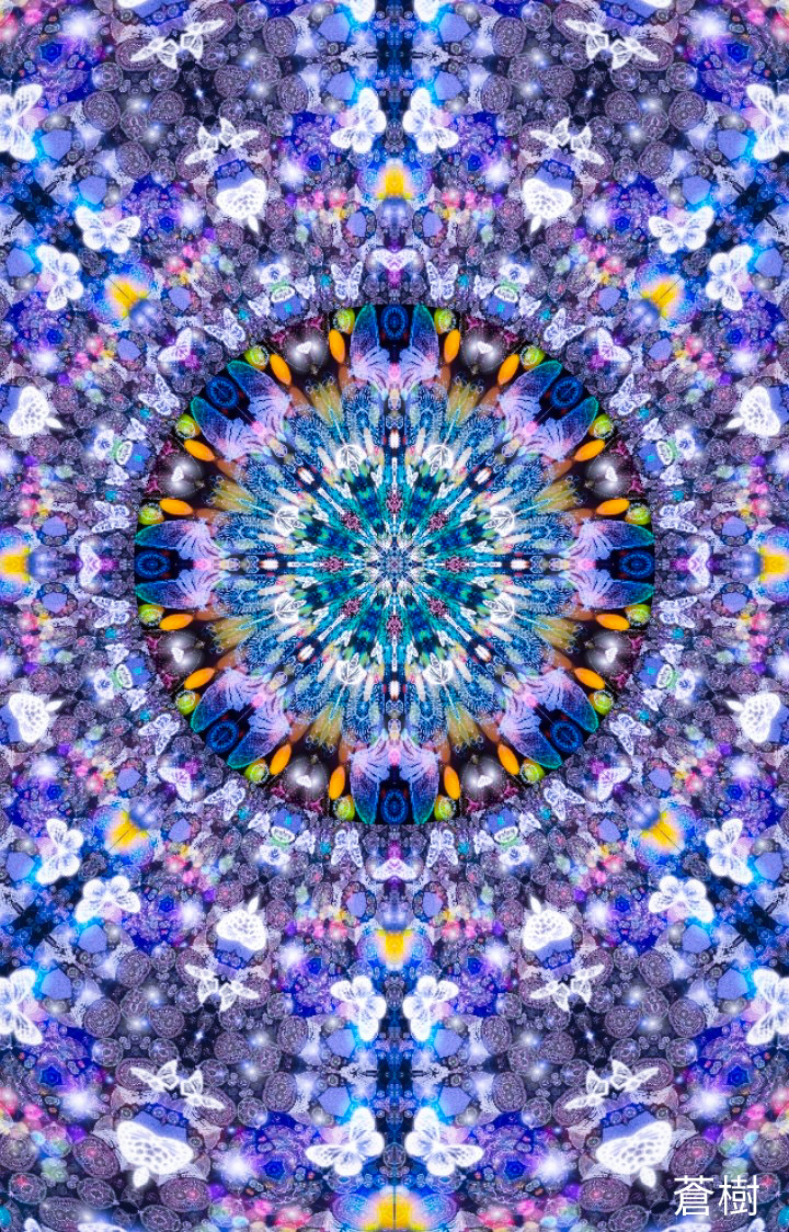 神聖幾何学模様フラワー・オブ・ライフを使った万華鏡アートです