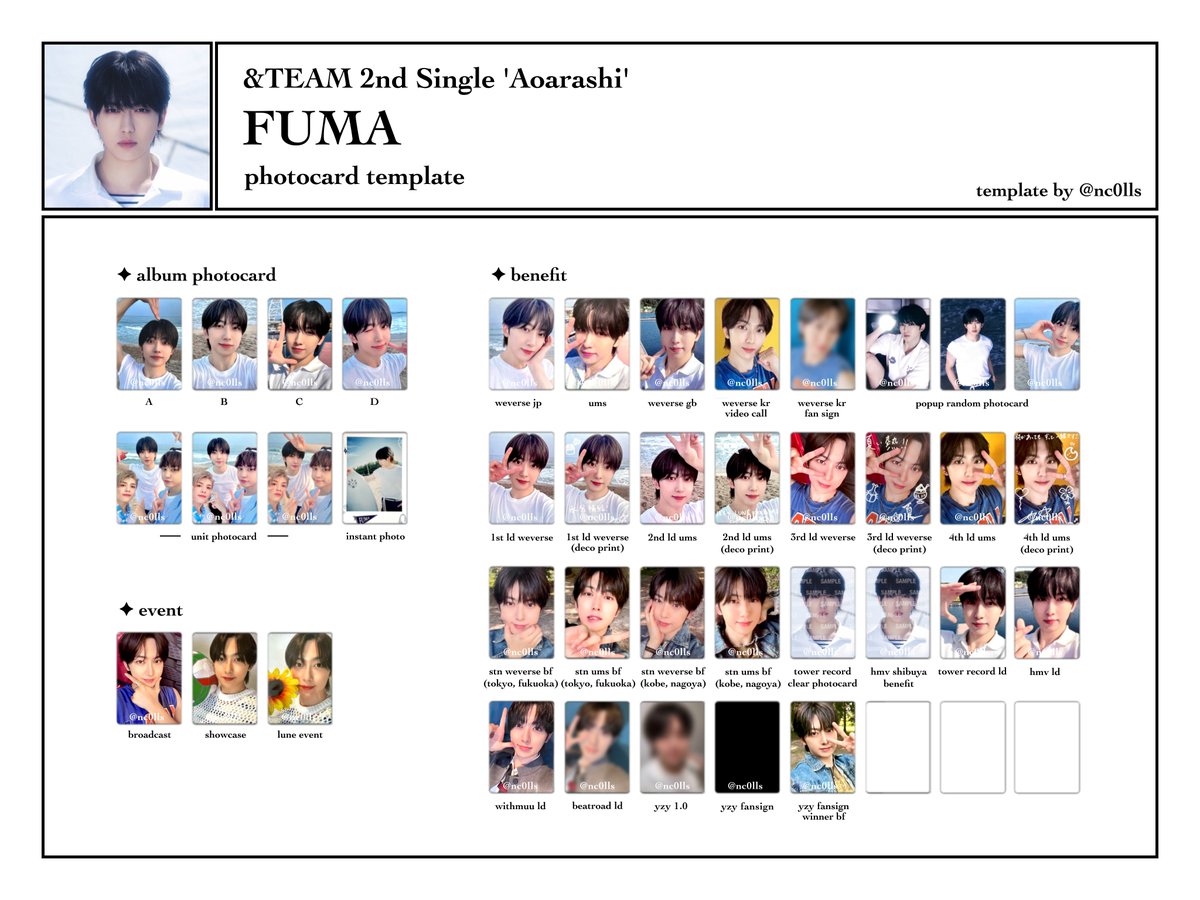 &TEAM andTEAM 2st Single 青嵐 aoarashi photocard list template