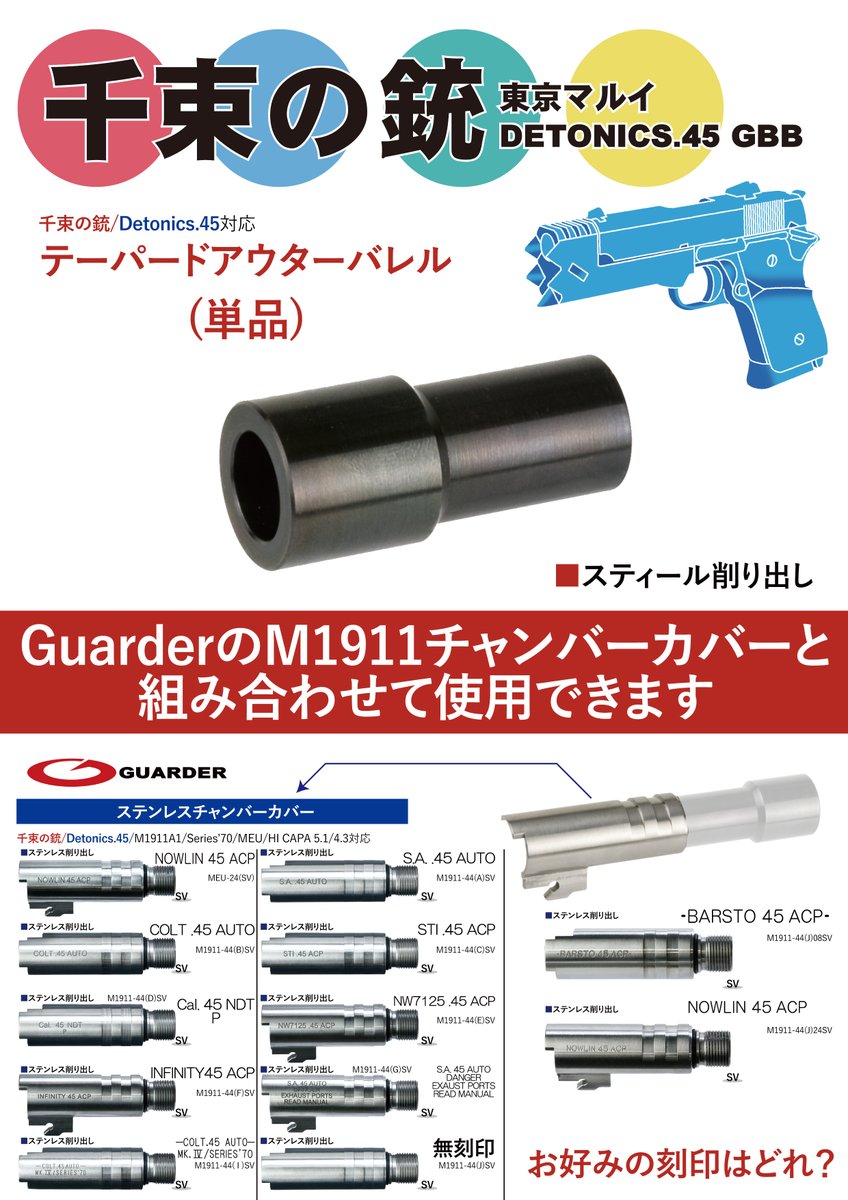 東京マルイ 千束の銃/Detonics.45 GBB対応 テーパードアウターバレル