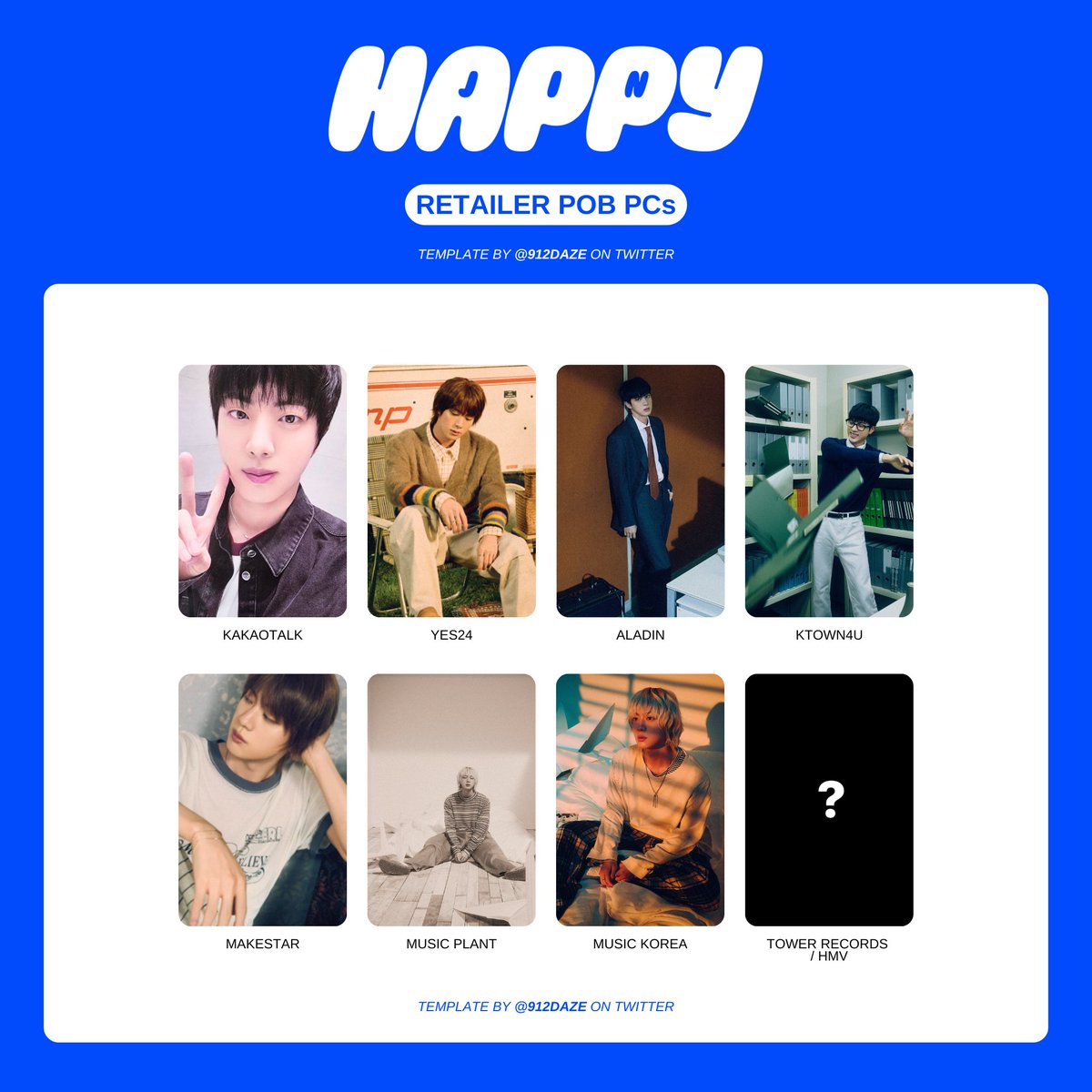 BTS JIN SEOKJIN ALBUM PC PHOTOCARD WL WISHLIST TEMPLATE