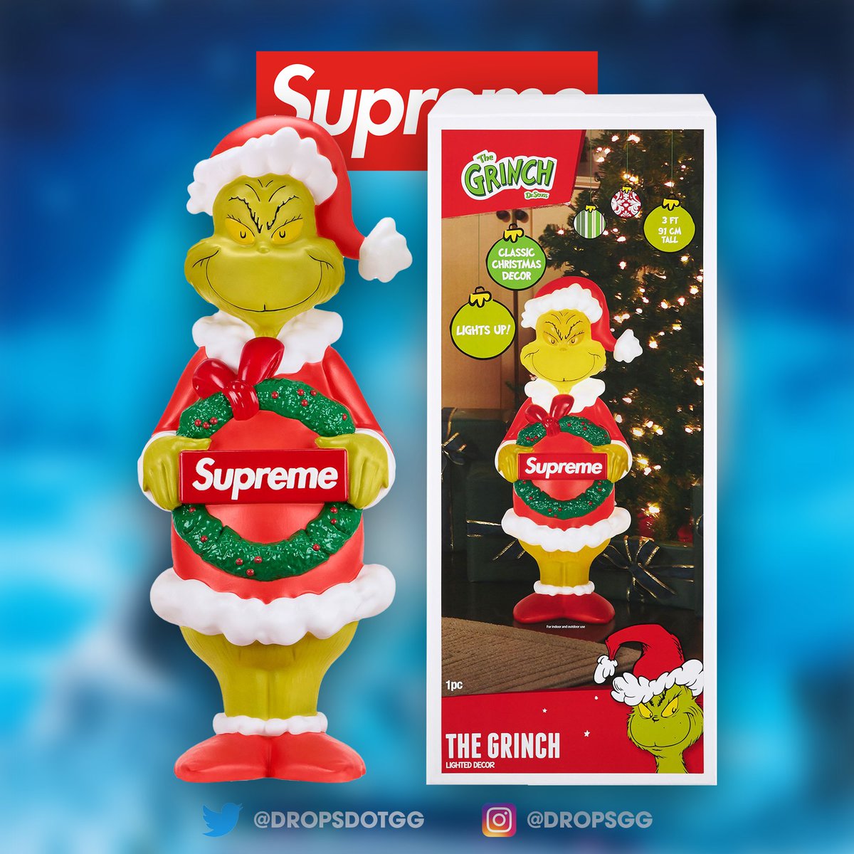 Supreme 3-Foot Grinch will also be releasing this week 🔥 Who's