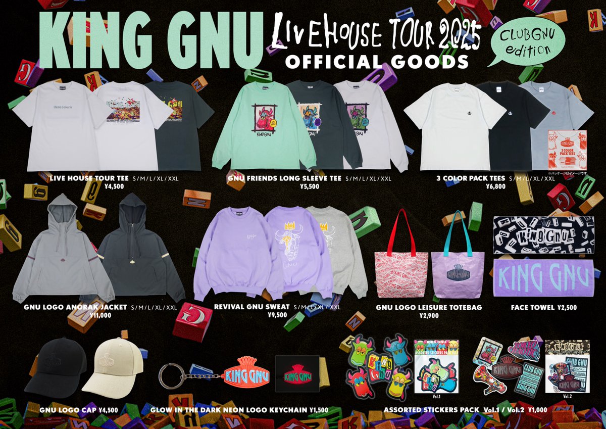 KING GNU LIVEHOUSE TOUR 2025 CLUB GNU EDITION”オフィシャルグッズ